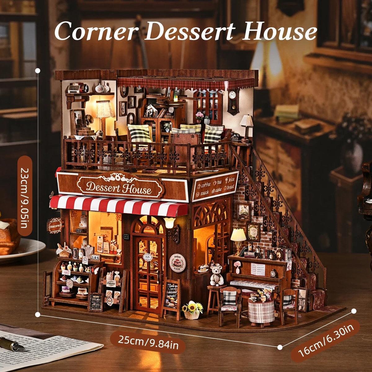 Aslowsnail Handcrafted Wooden Cake Shop Book Nook Kit