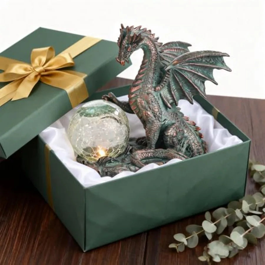 Solar Dragon Outdoor Garden Statue Alloy Figurine Gothic Decor