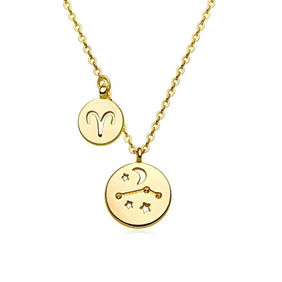 18K Gold Plated Astrology Zodiac Necklace With Constellation Pendant