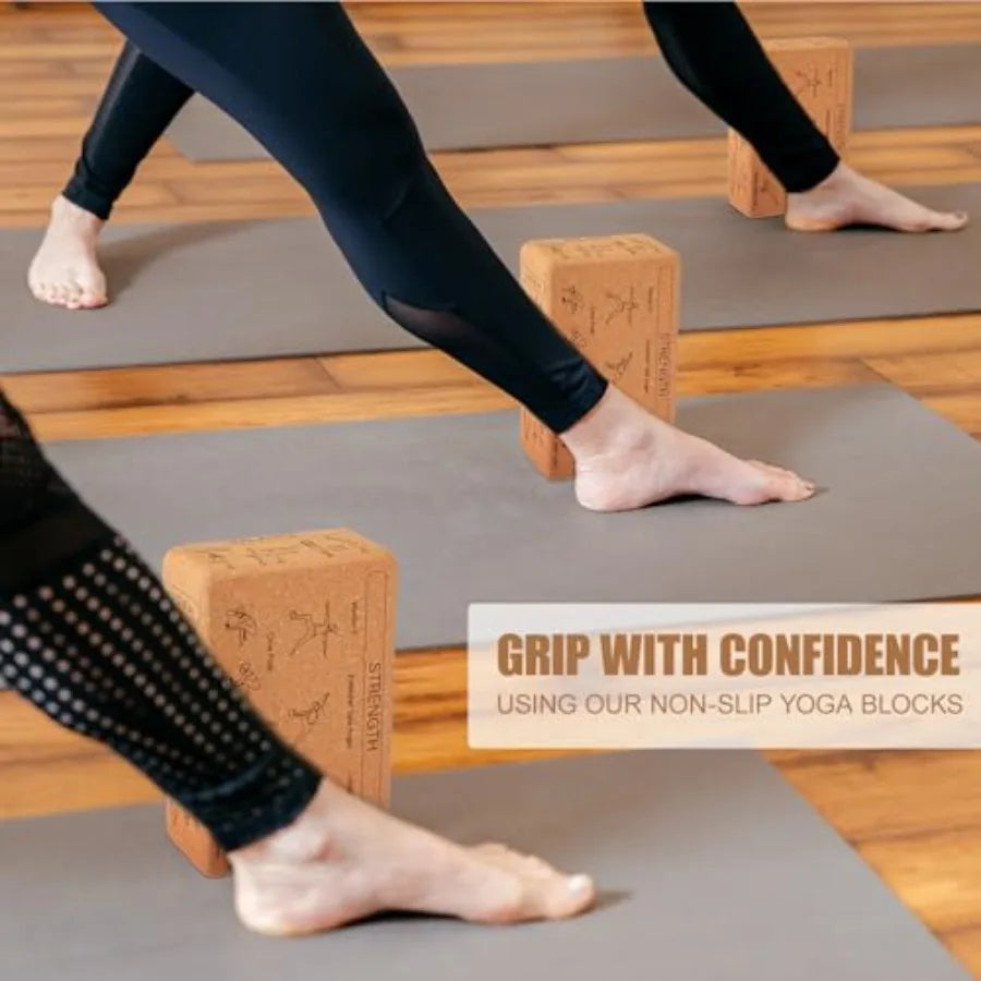 Cork Yoga Blocks 2 Pack for Poses Beginner to Expert