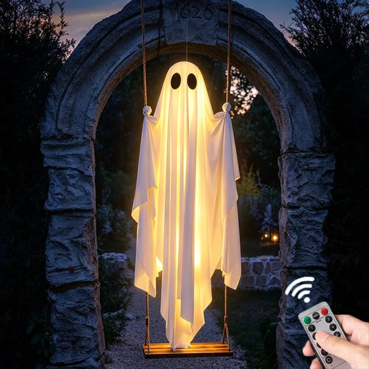 Hanging Ghost Halloween Decoration With LED Lights For Outdoor Decor