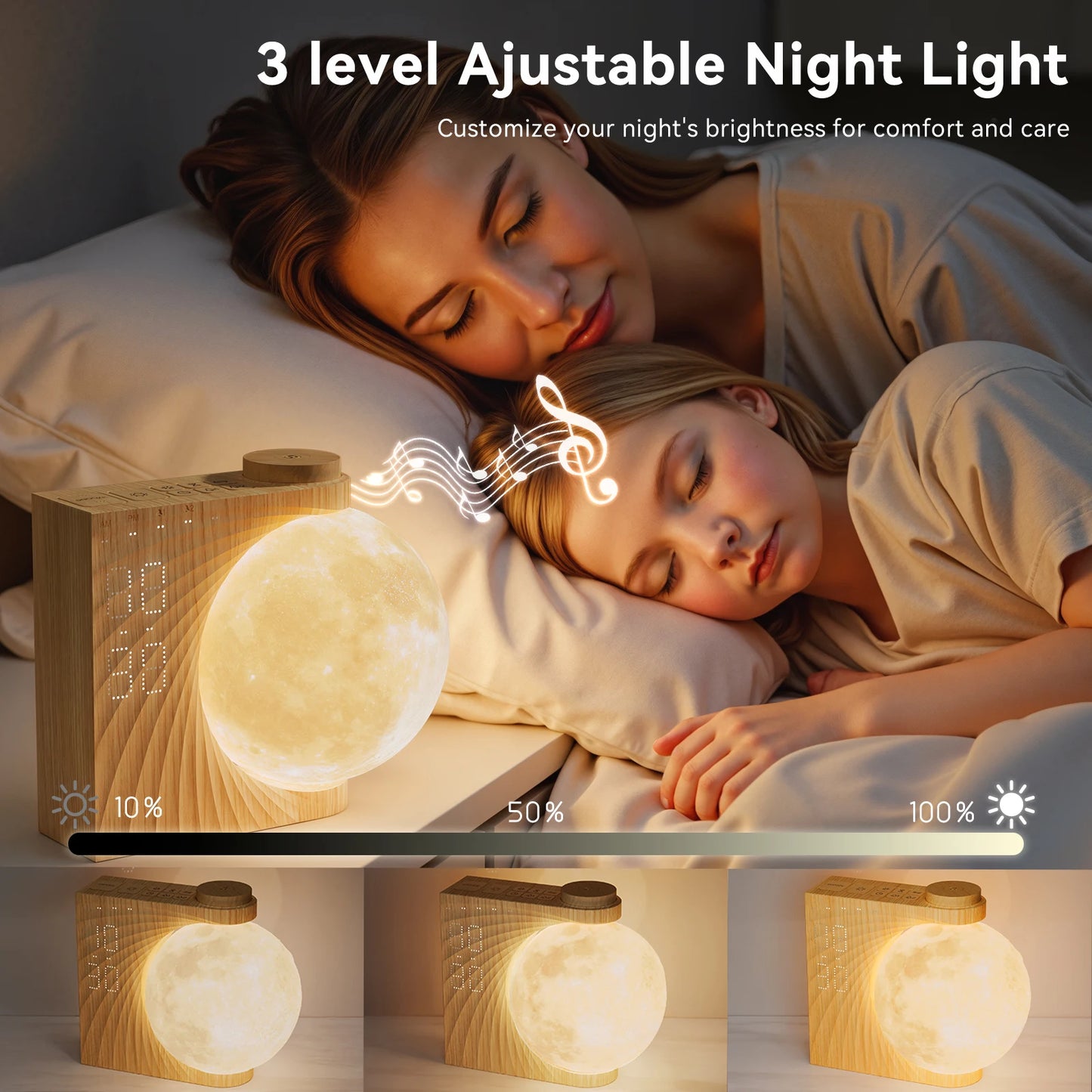 RETEYUNG Sunrise Alarm Clock For Heavy Sleepers With Moonlight