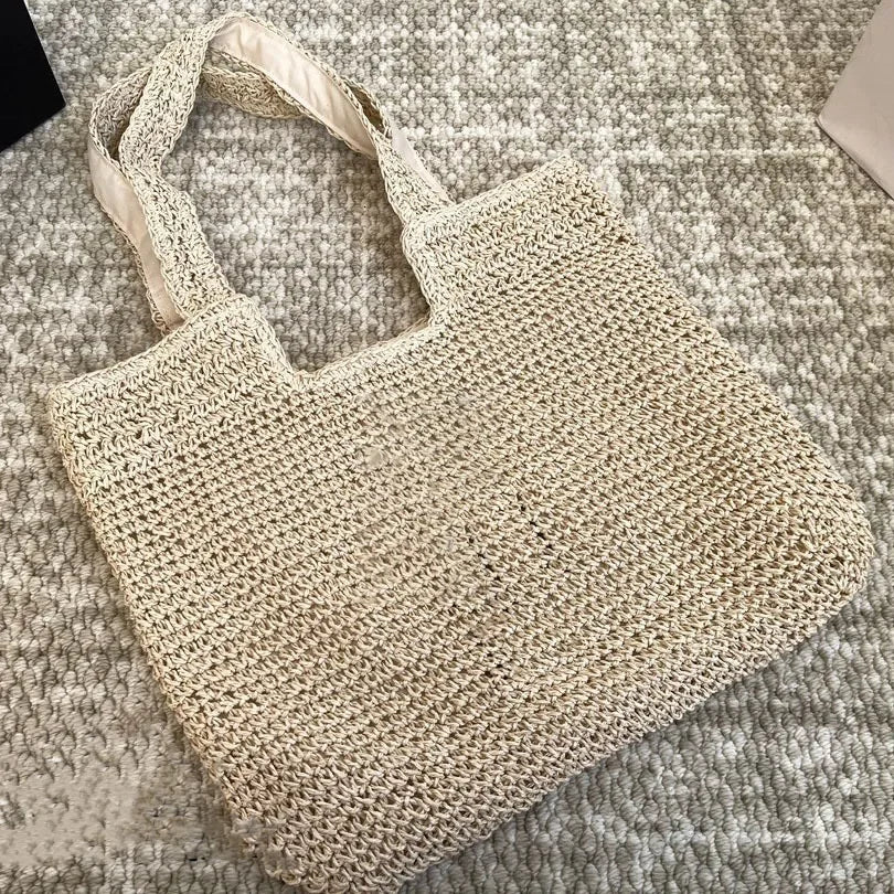 WKwk Icare Maxi Tote Evening Handbag Raffia Embroidered Straw