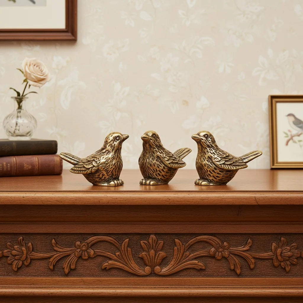 Brass Sparrow Figurine Desktop Tea Pet Home Decoration Gift