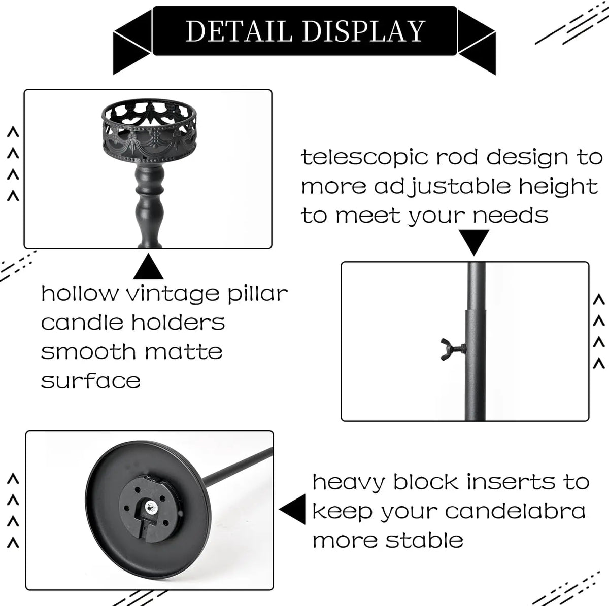 Vincigant Matte Metal Floor Candle Holders For Pillar Candles