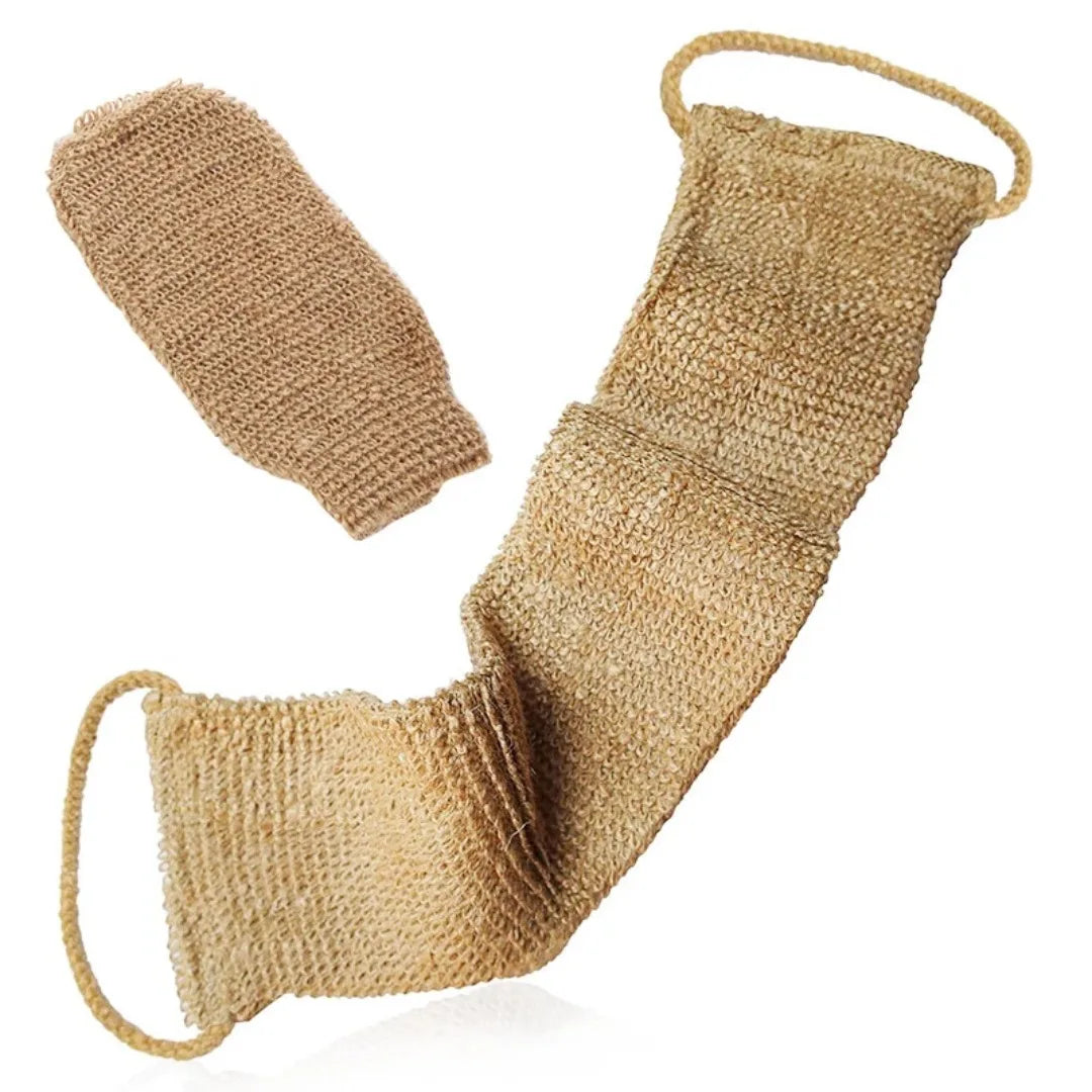 Jute Back Scrubber Exfoliating Loofah Back Strap Kit