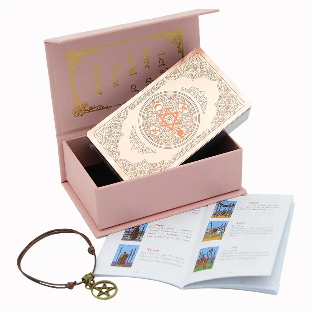 Gold Foil Tarot Card Deck Gift Box Sun Feather Design