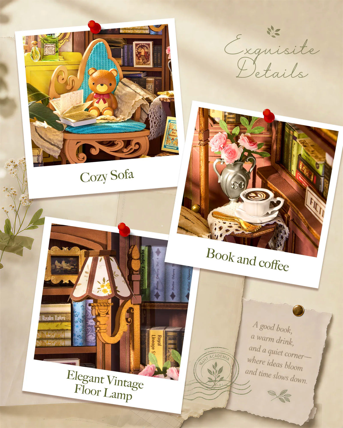 Rolife Quiet Corner Study Book Nook Diy Miniature Model Kit