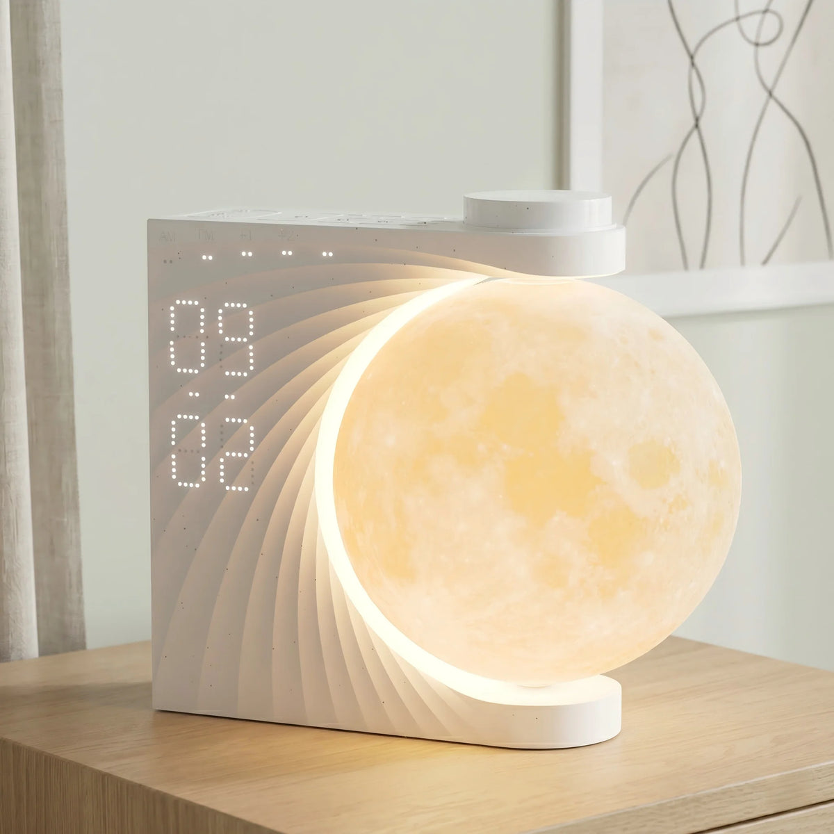 RETEYUNG Moon Lamp Sunrise Alarm Clock With White Noise Sound Machine