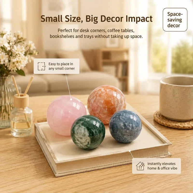Natural Crystal Ball Mineral Stone Home Office Decoration Collectible Gift