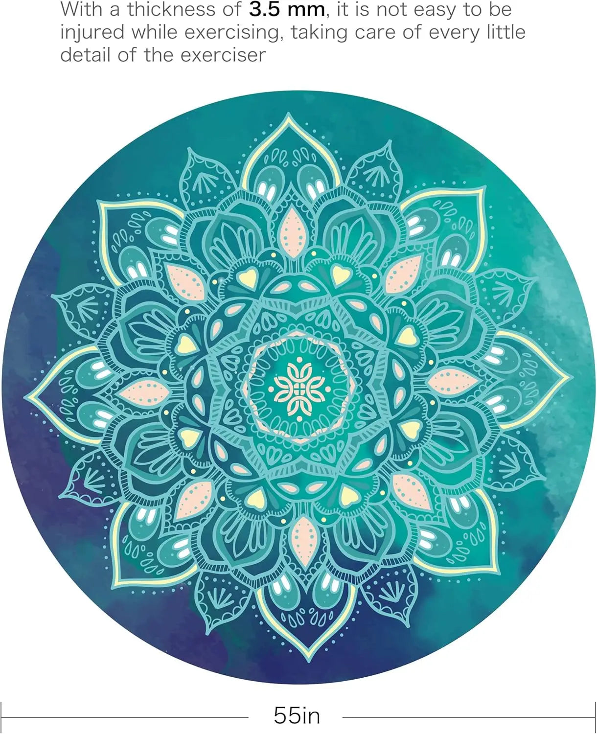 YTYIN Round Yoga Pilates Mat With Non Slip Suede Rubber