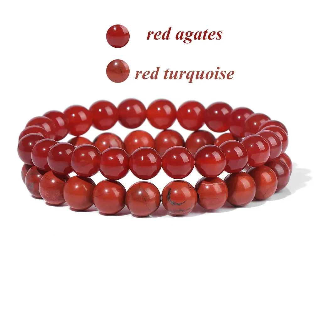 GolbalJew 2-Piece Natural Stone Bead Bracelet Set Unisex Fashion Gift