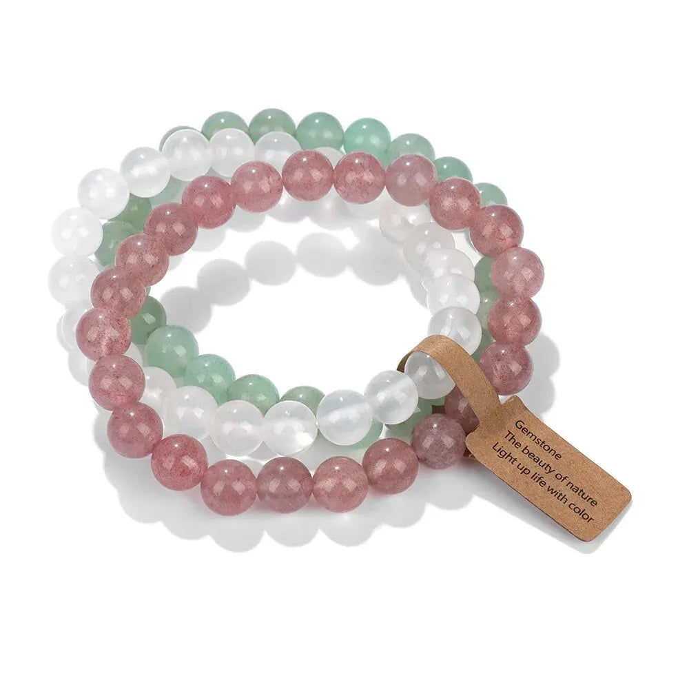 Natural Stone Crystal Bead Amethyst Multi Layered Elastic Bracelet