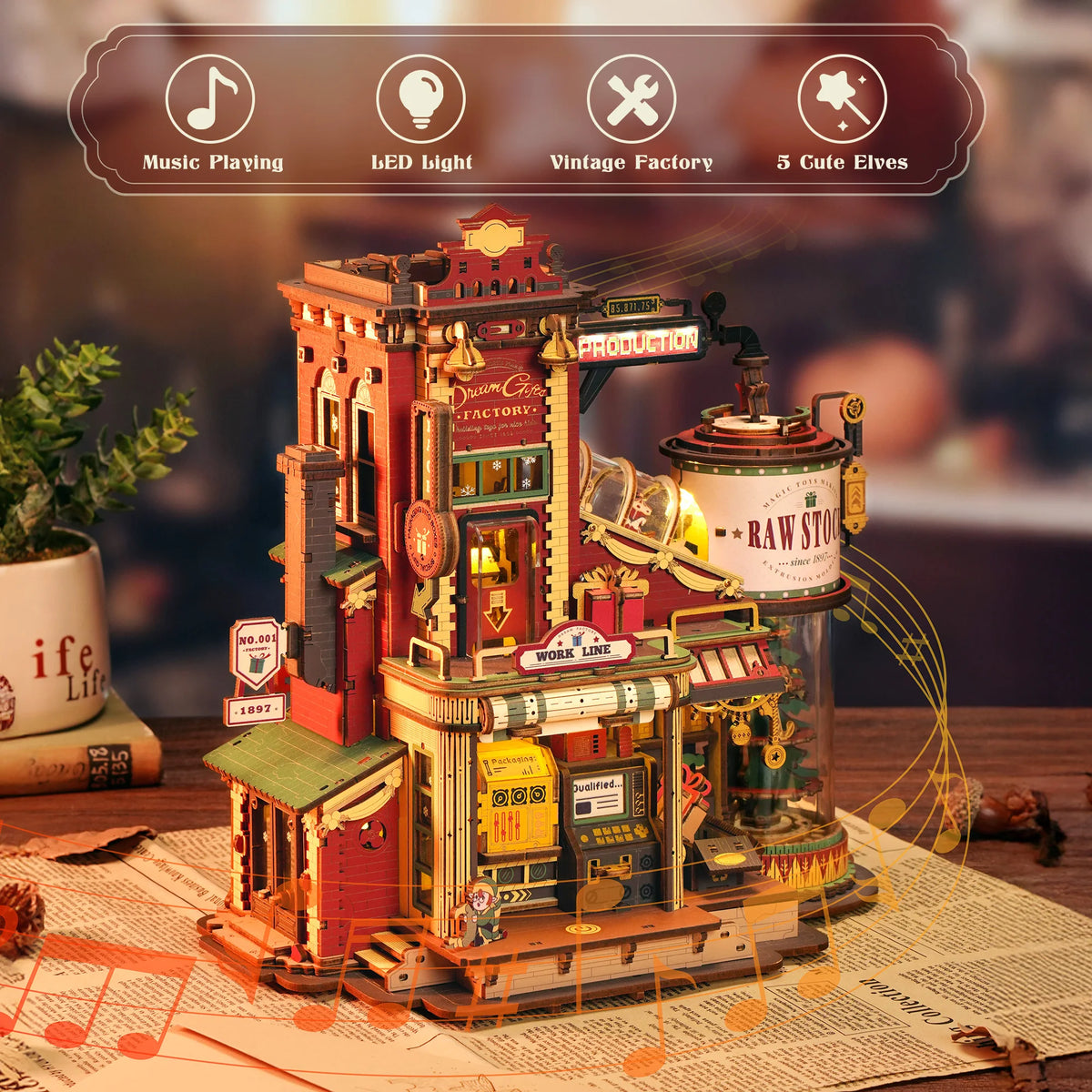 ROKR Wooden Mini Dollhouse 3D Puzzle Model Building Kit