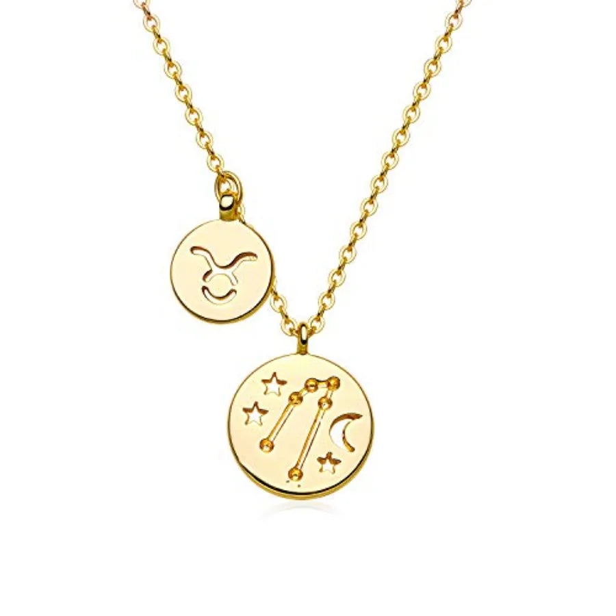 18K Gold Plated Astrology Zodiac Necklace With Constellation Pendant