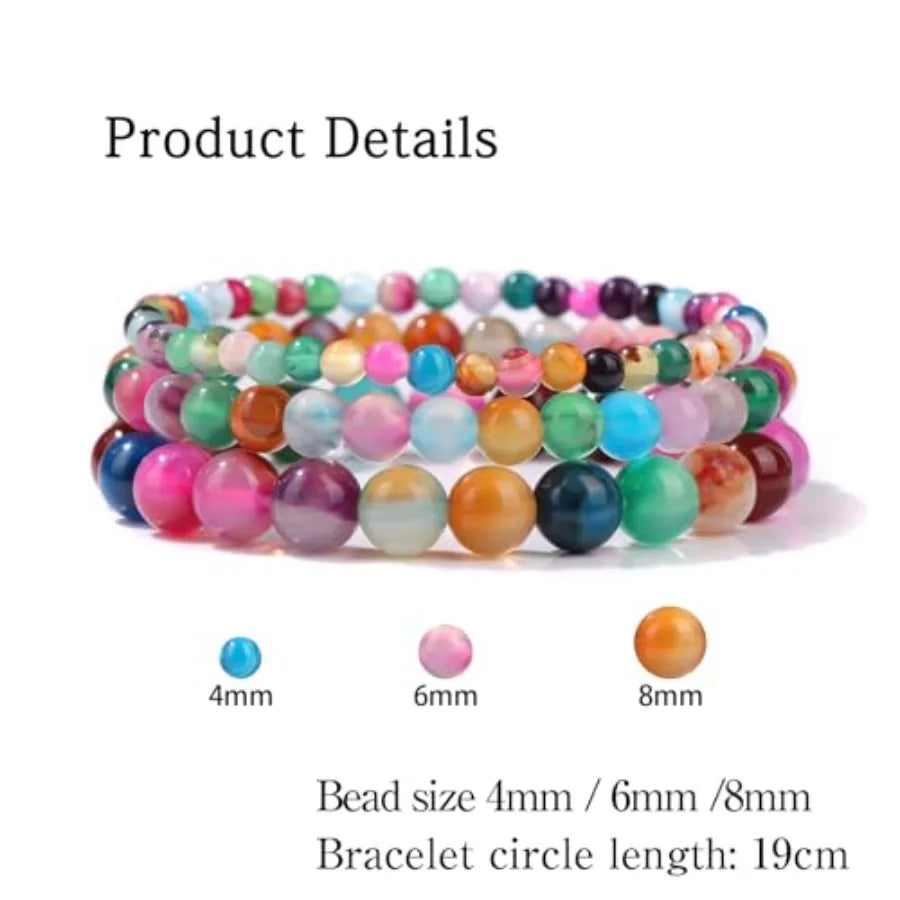 Healing Crystal Beaded Bracelets Set For Women Three Piece