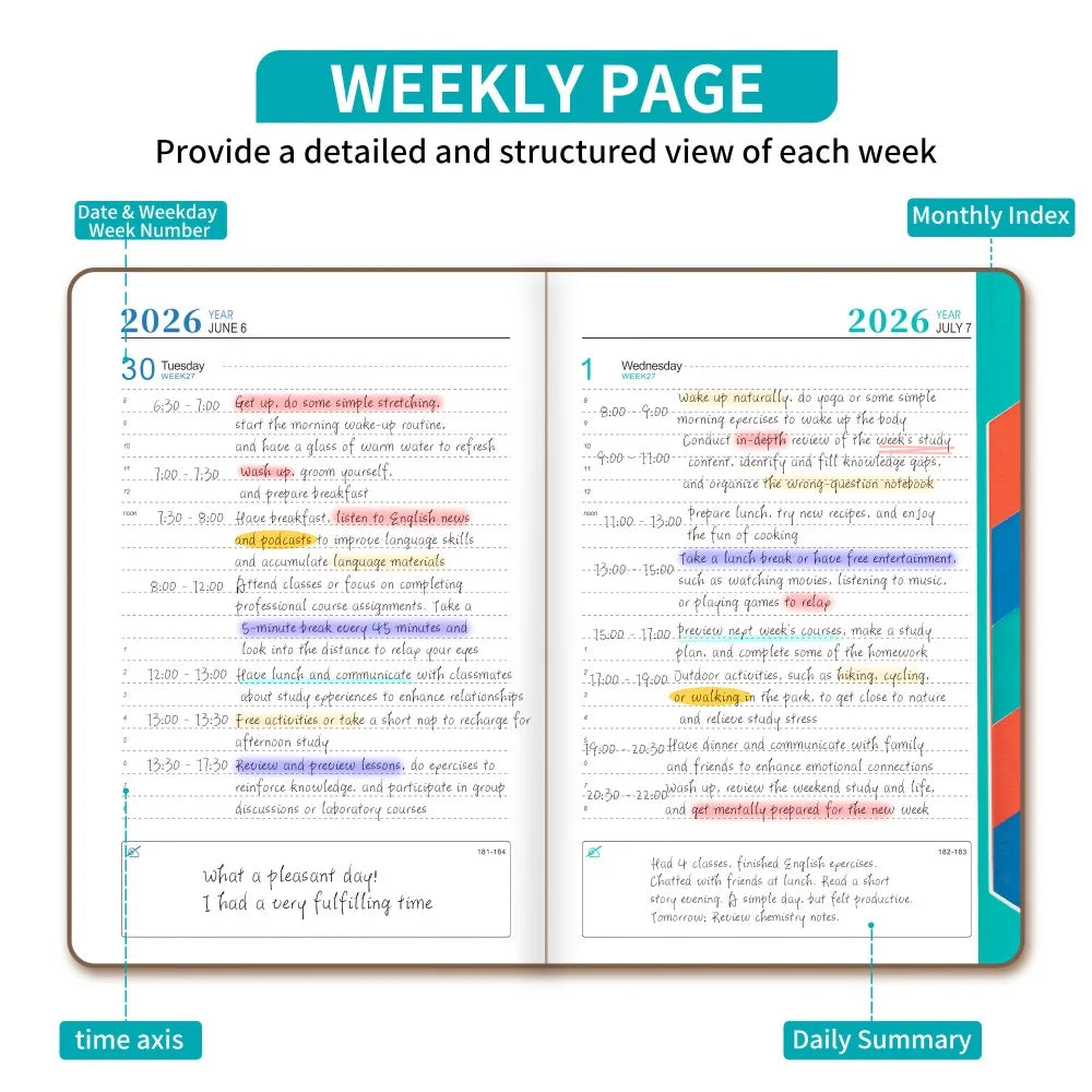 Self-Discipline Planner With Weekly and Monthly Layouts Portable