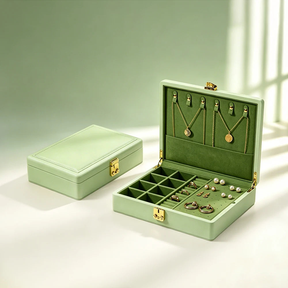 Oirlv Velvet Jewelry Box With Secure Lock And Dividers
