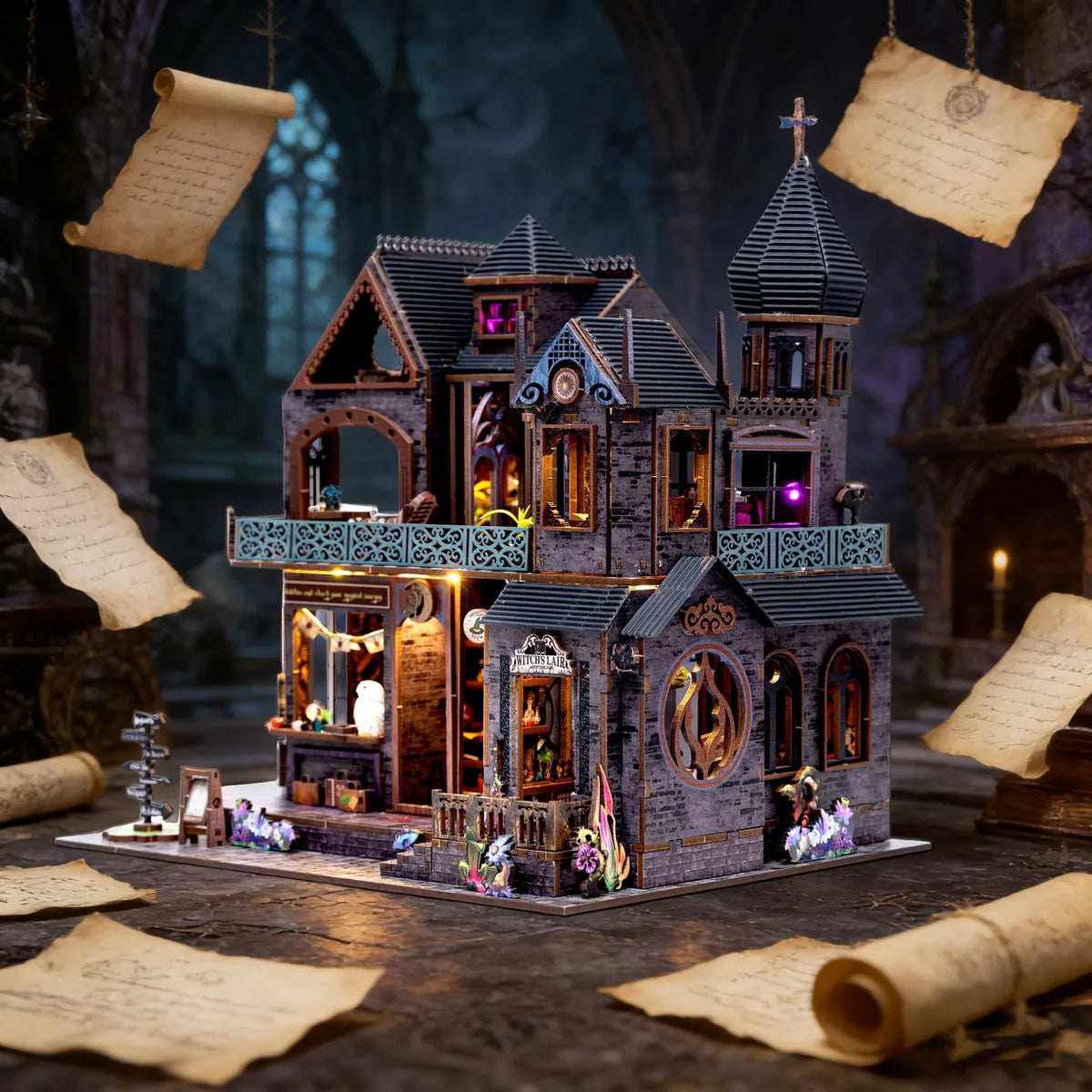 Aslowsnail 3D DIY Wooden Book Nook Kit Magical Dollhouse Model