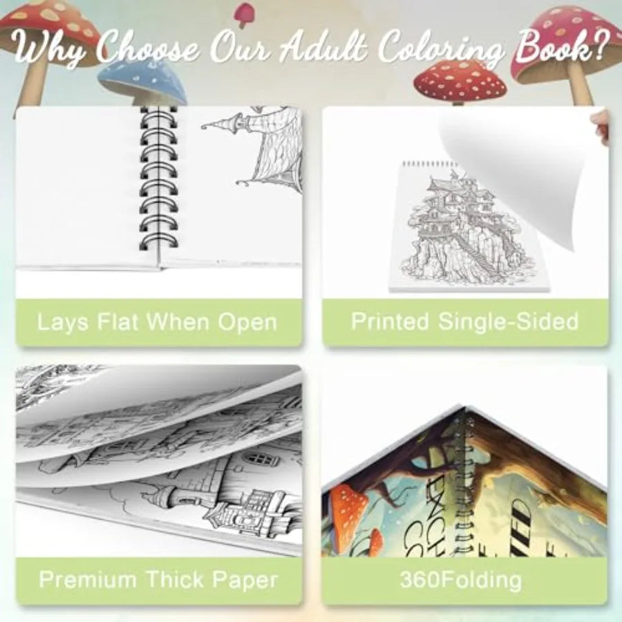 Adult Coloring Book for Women Relaxation Spiral Bound One Sided