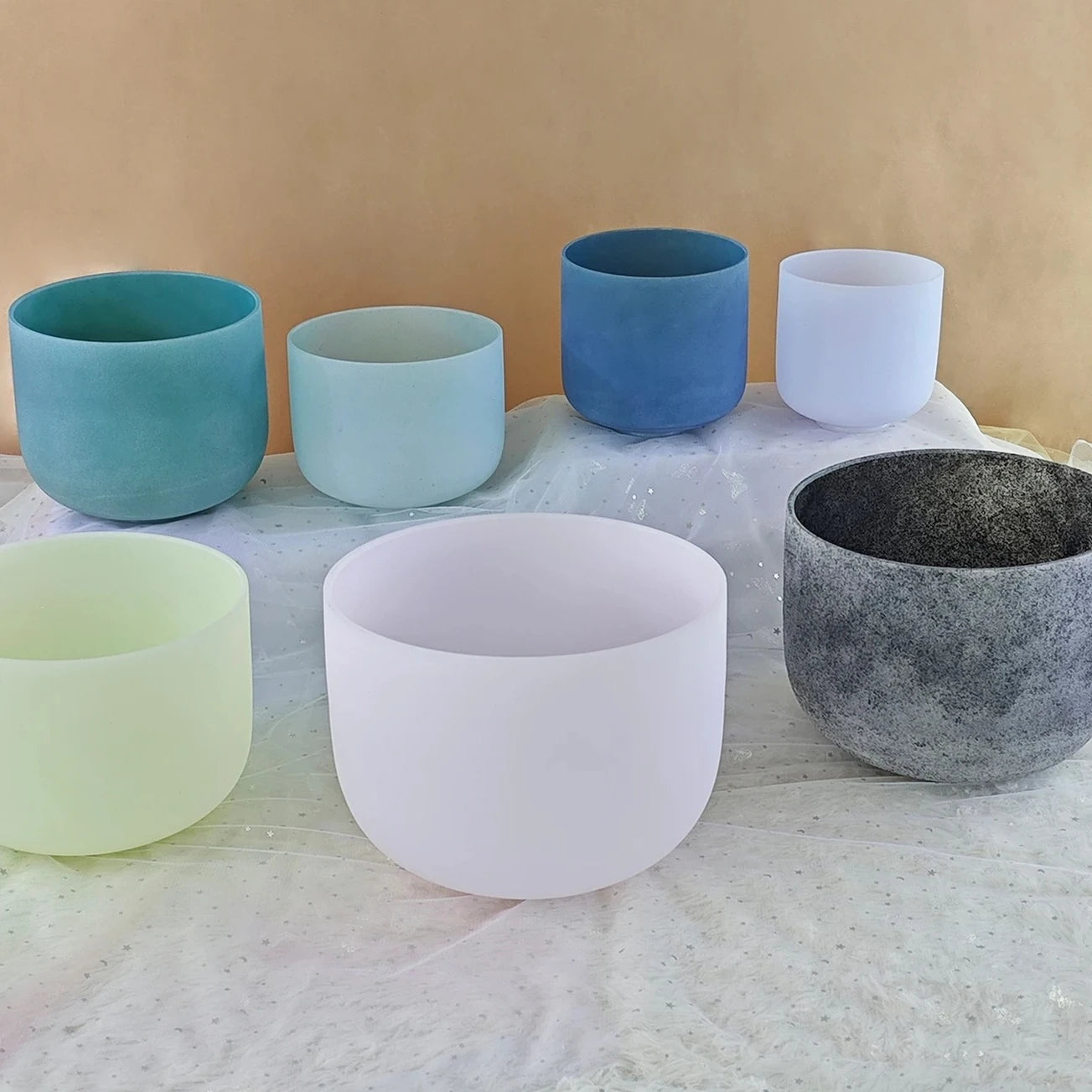 Gemstone Fusion Crystal Singing Bowl Set 432Hz 7 Pcs
