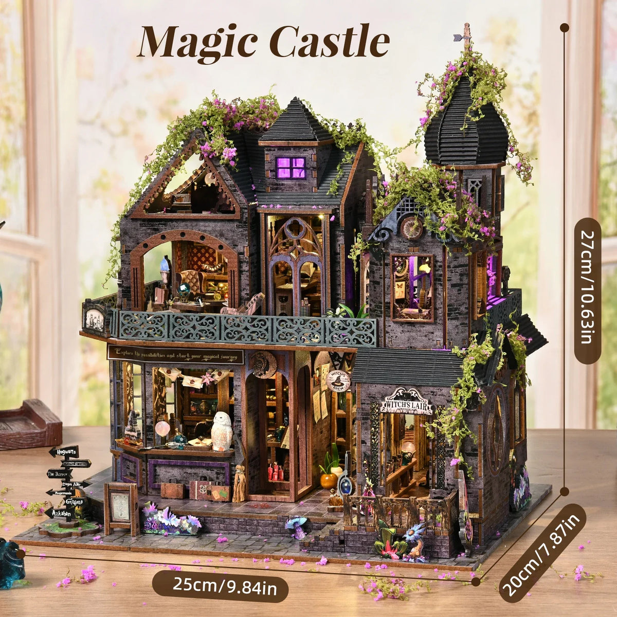 Aslowsnail 3D DIY Wooden Book Nook Kit Magical Dollhouse Model