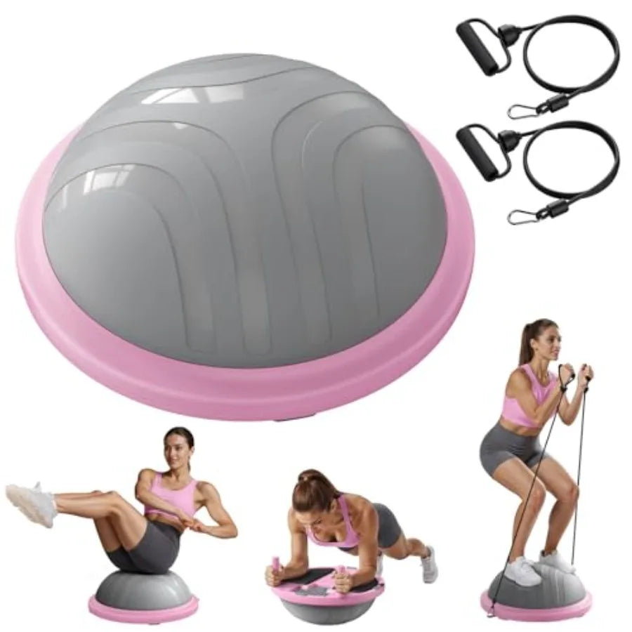 Balance Ball Trainer Half Exercise Ball With Resistance Bands Core
