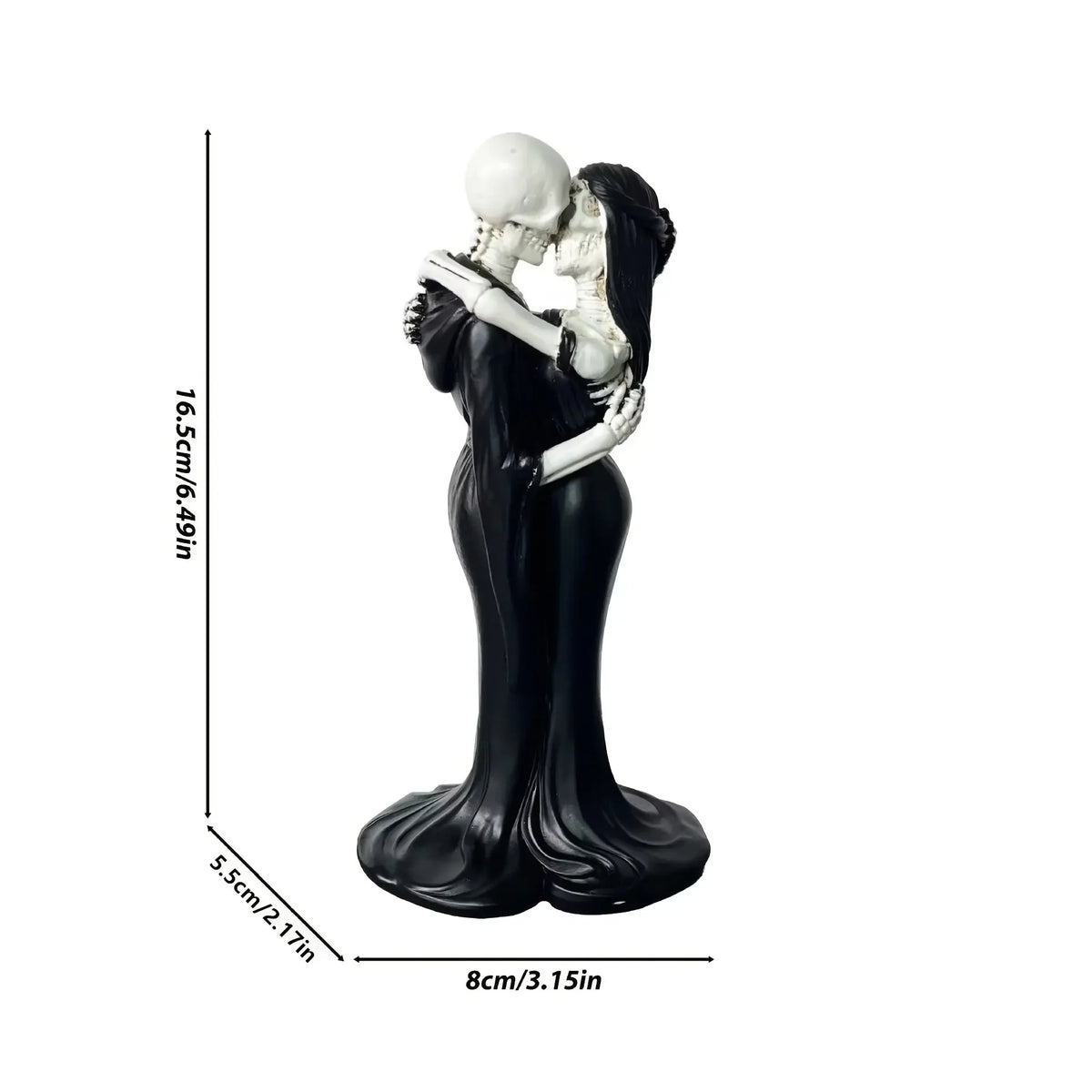 Loving Skull Couple Statue Spooky Resin Home Decor Figurine