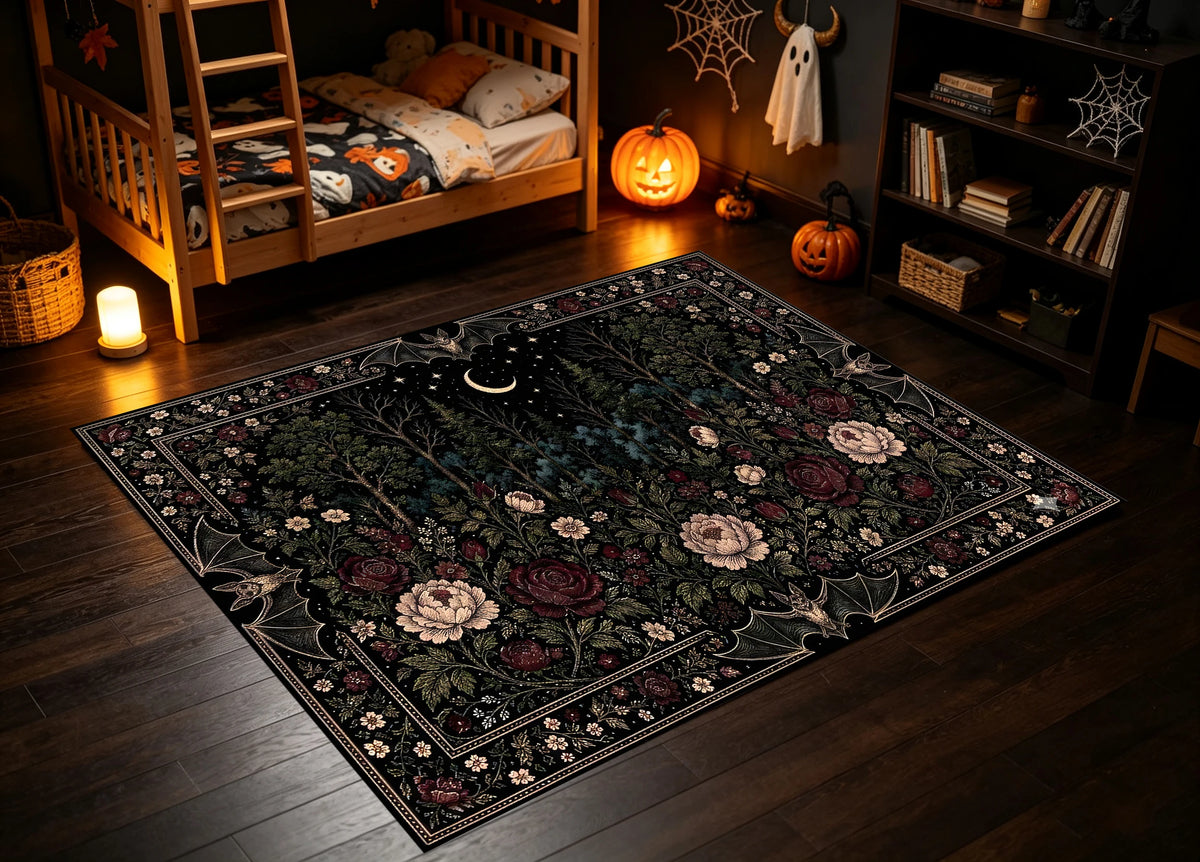 Dark Gothic Style Velvet Rug For Living Room Home Decor