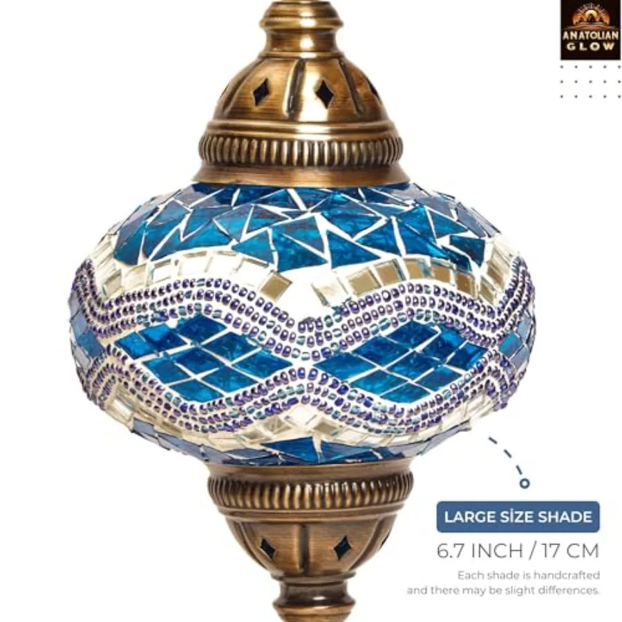 Handmade Turkish Mosaic Table Lamp With Antique Bronze Base