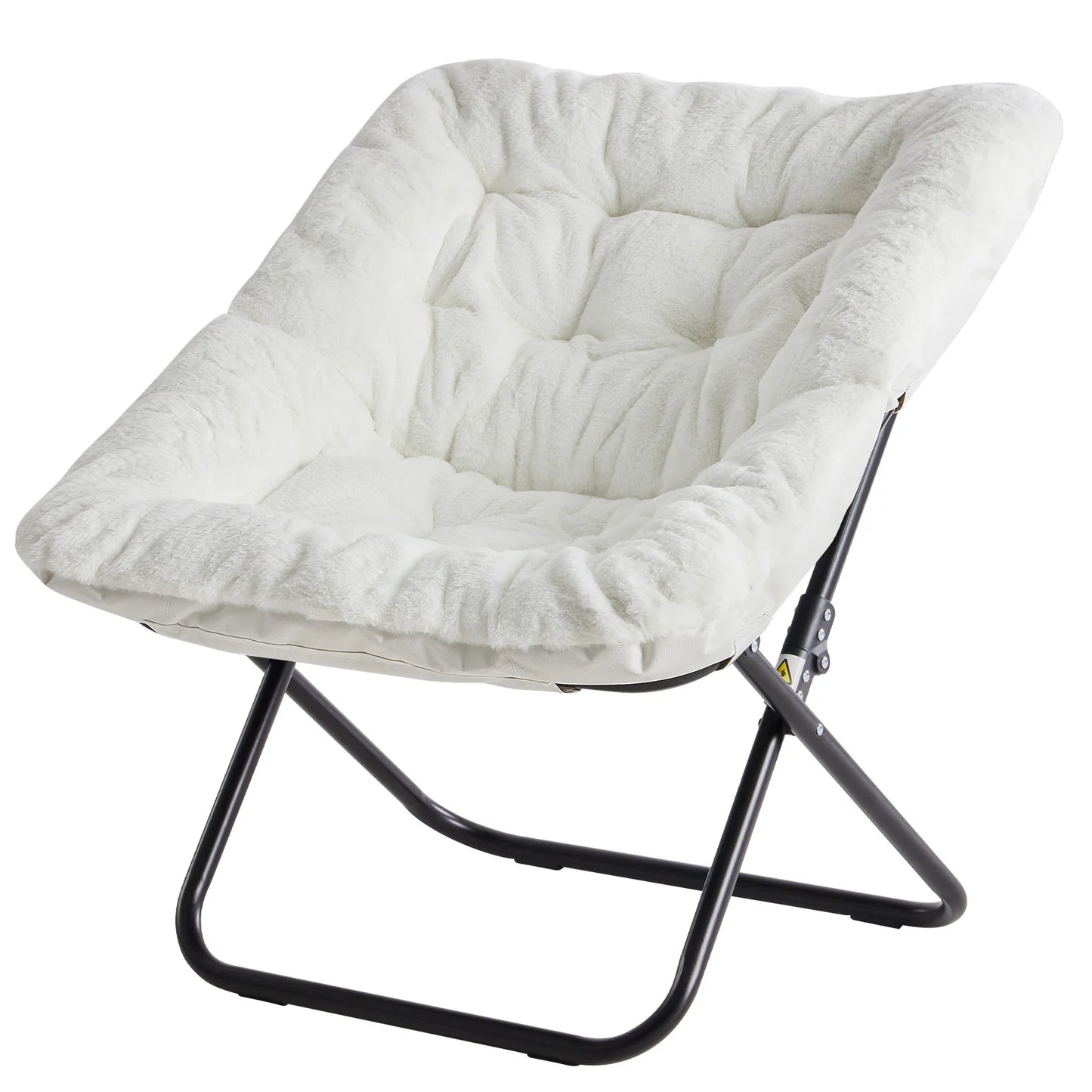 JHK Cozy Faux Fur Saucer Chairs With Padded Seat Metal Frame