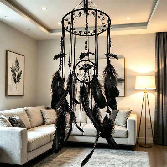 Gothic Bat Dreamcatcher Wall Hanging For Halloween Home Decor