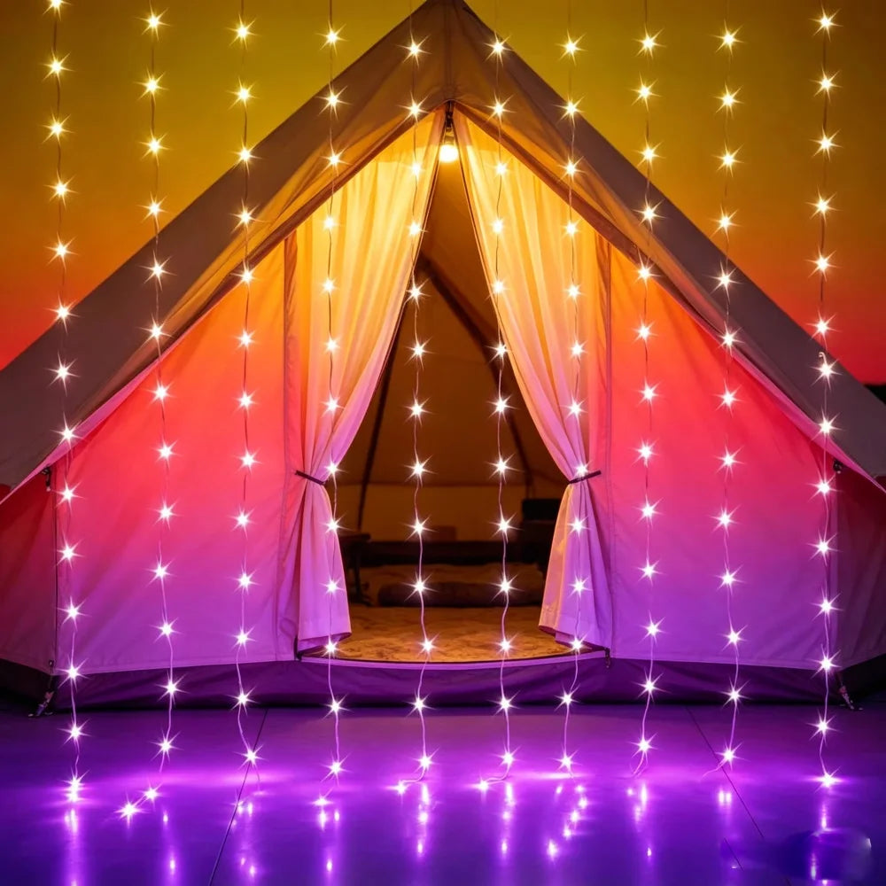 Curtains Garland Window Lights Christmas Decor USB Fairy LEDs