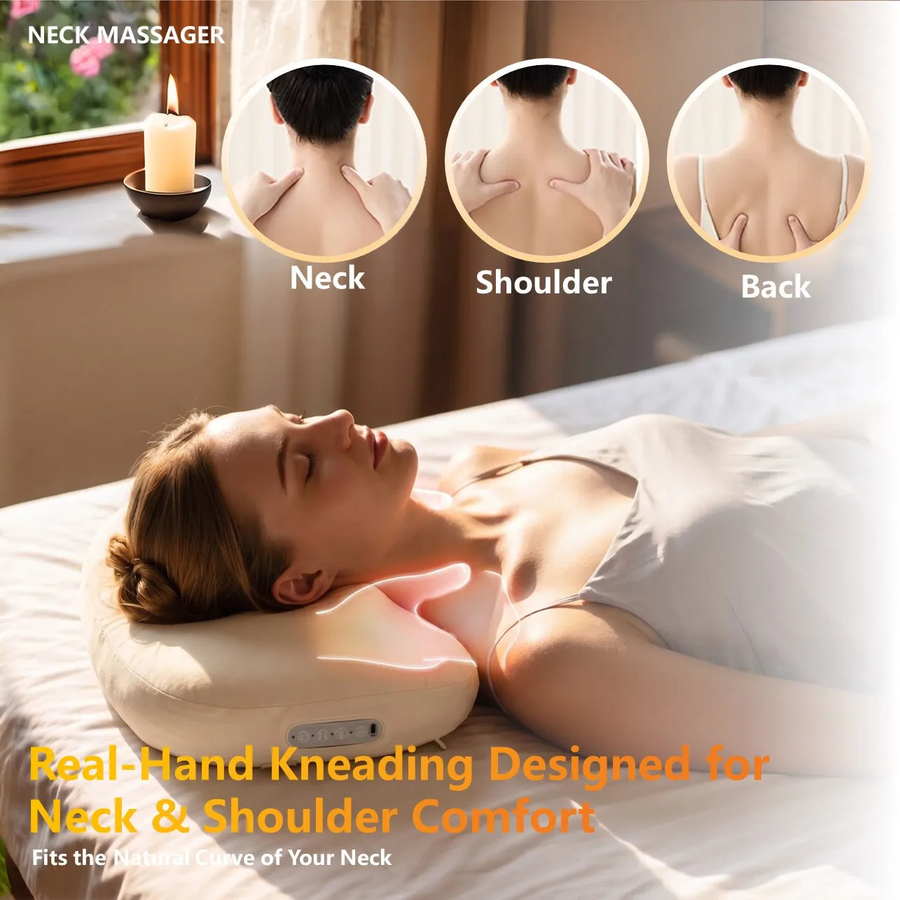 Heyelax Neck Massager Pillow With Heat Shiatsu Massage