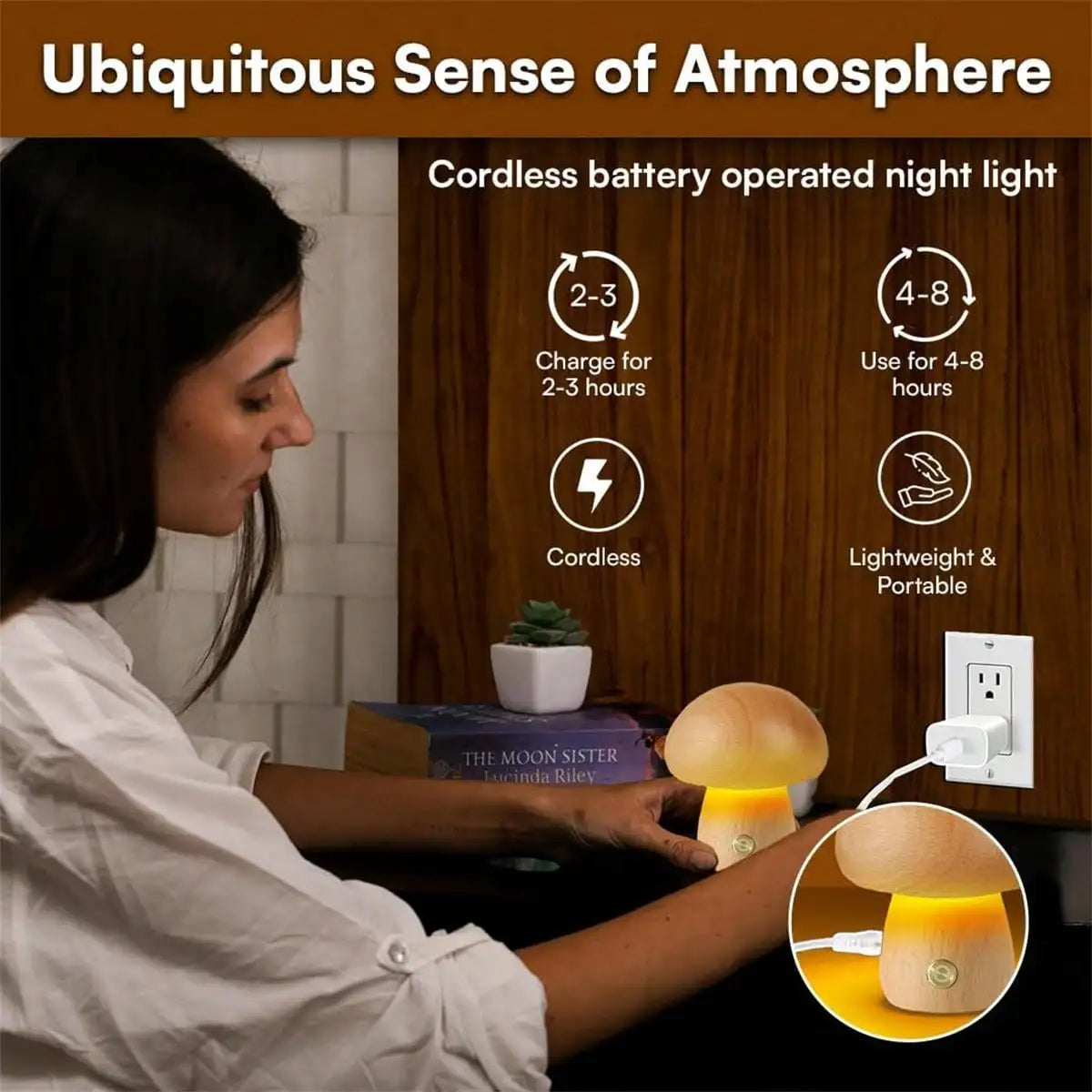 LED Mushroom Table Lamp Dimmable Night Light For Bedroom Decor