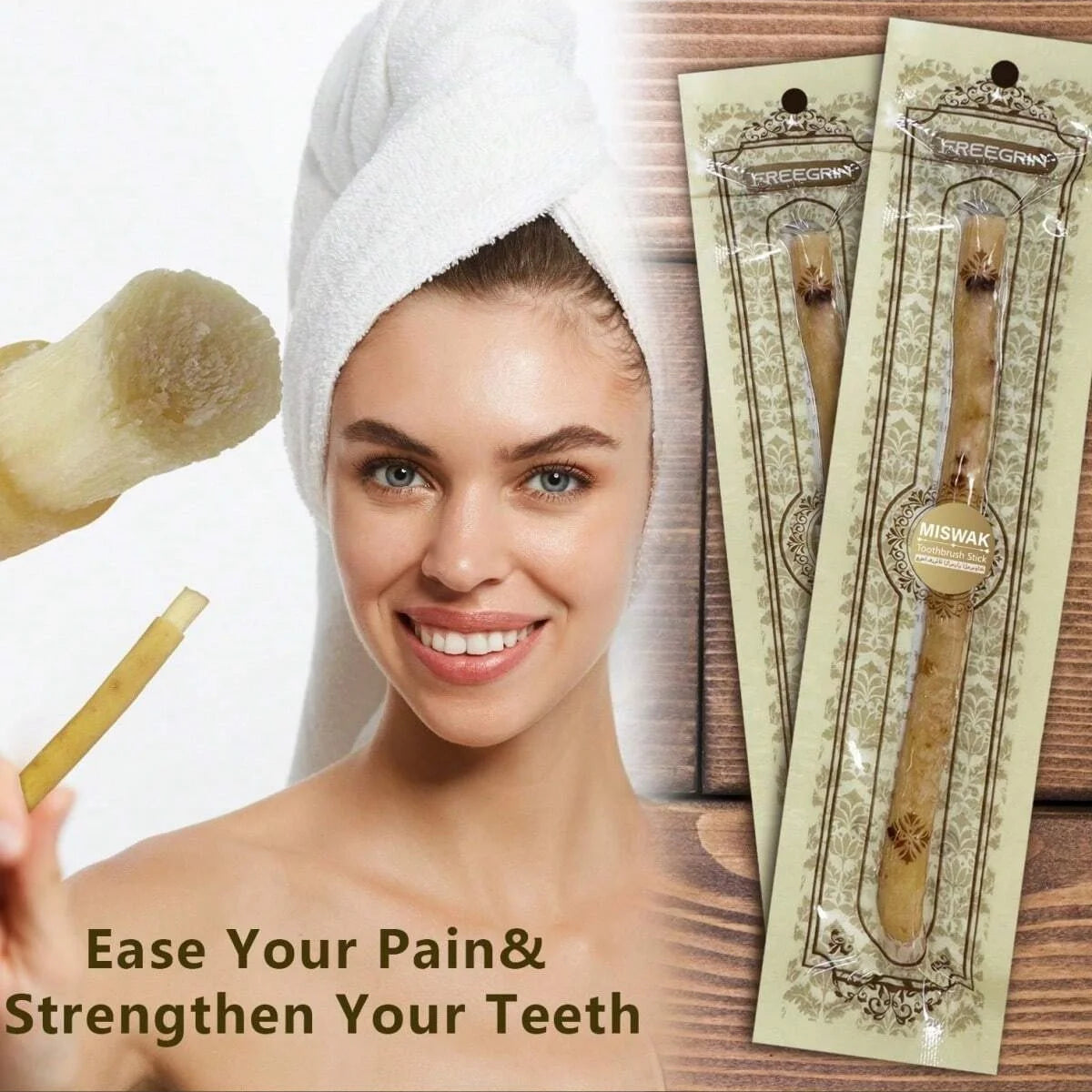 Freegrin Natural Miswak Sticks Siwak Wood Organic Toothbrush
