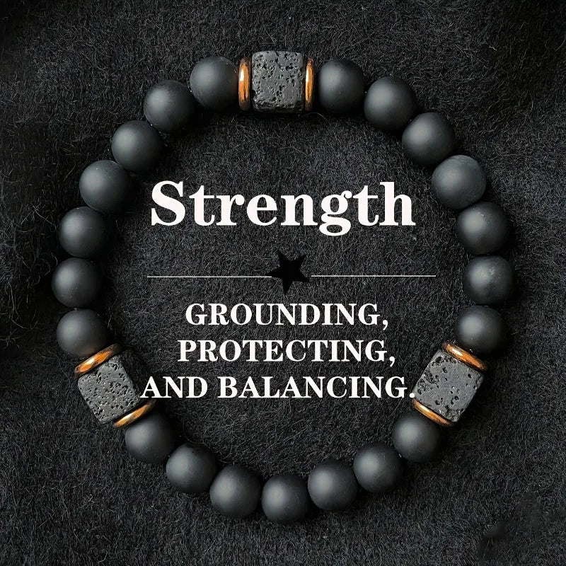 Unisex Volcanic Stone Bracelet With Square Agate Magnetic Therapy