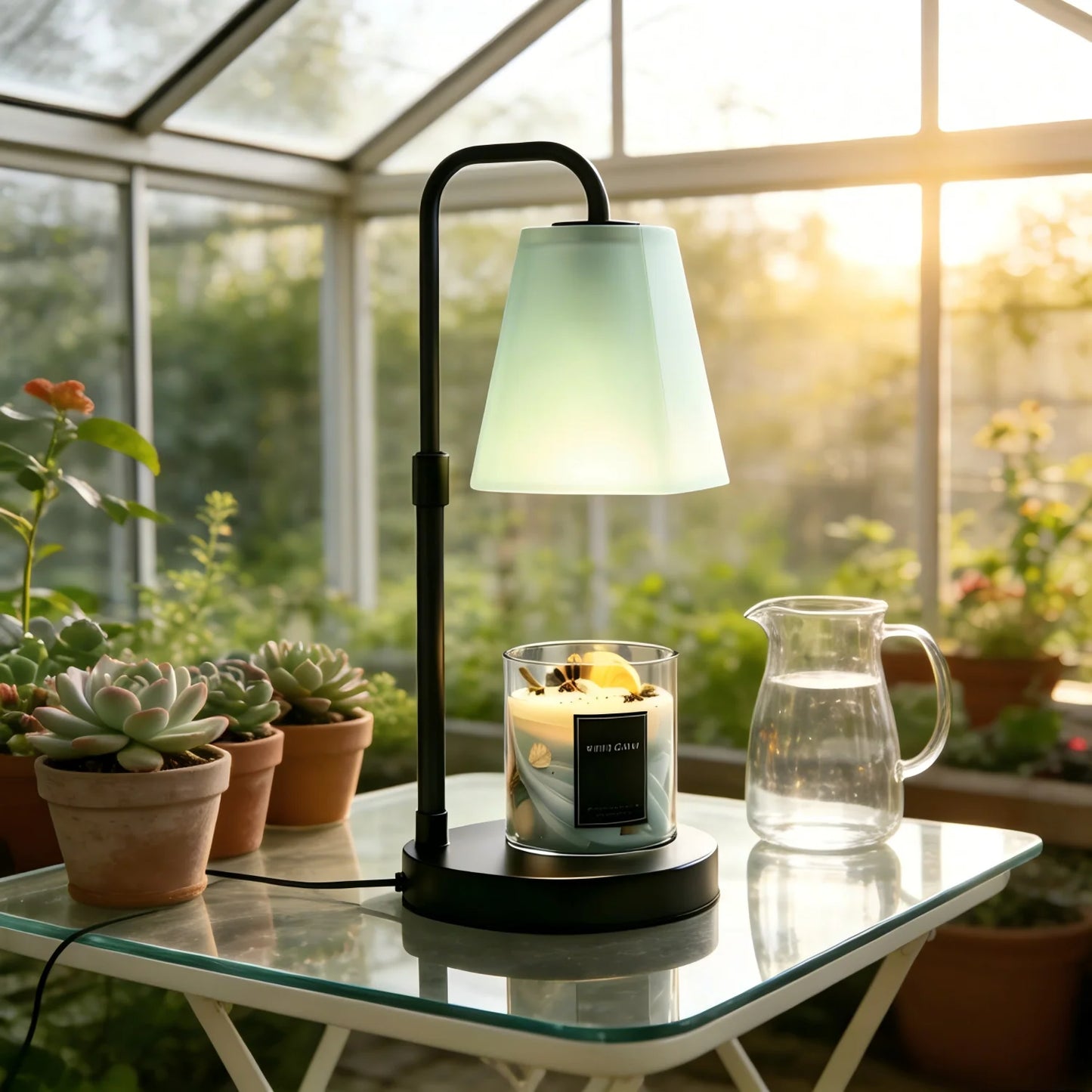 Glass Shade Candle Warmer With 4 Key Timer US Plug