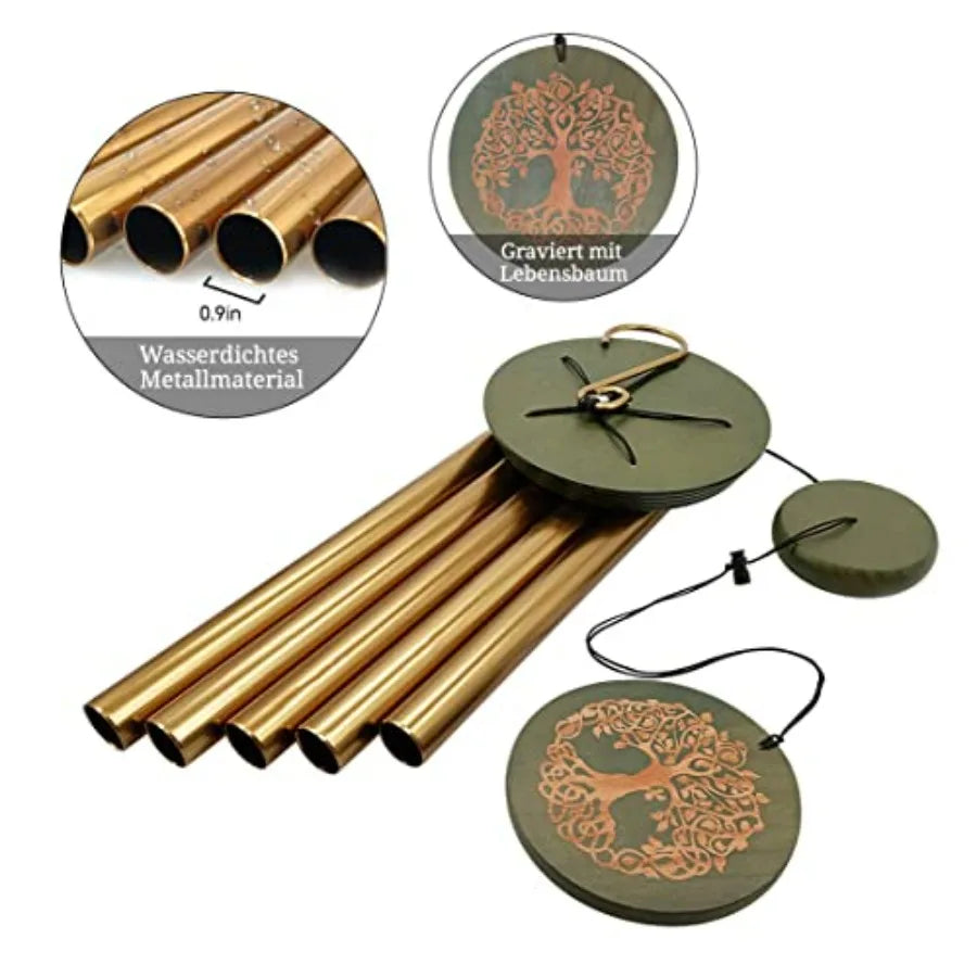 Wind Chimes for Outside, Large Garden Hanging Decor with Tree of Life Engraving