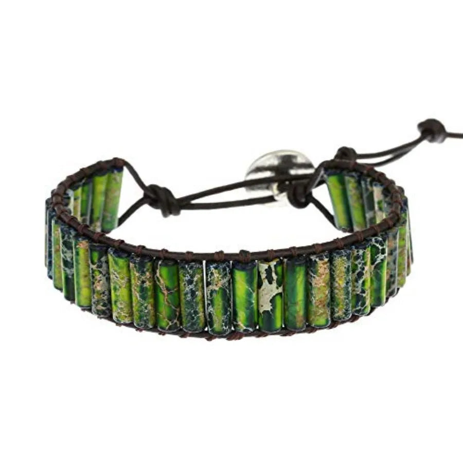 Boho Handmade Natural Stone Crystal Leather Bead Wrap Bracelets Collection