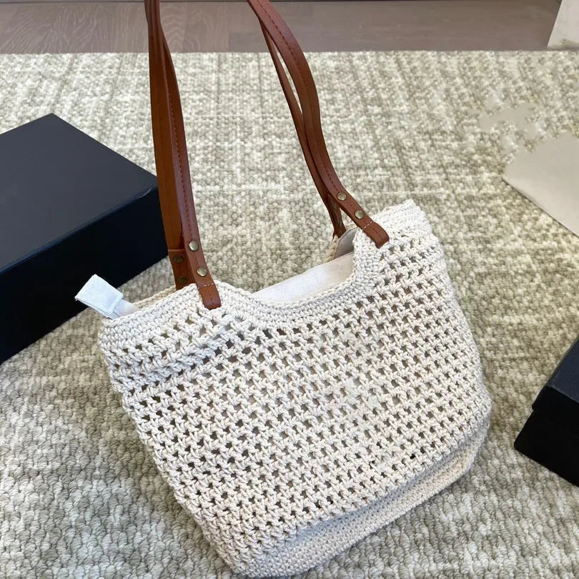 WKwk Icare Maxi Tote Evening Handbag Raffia Embroidered Straw