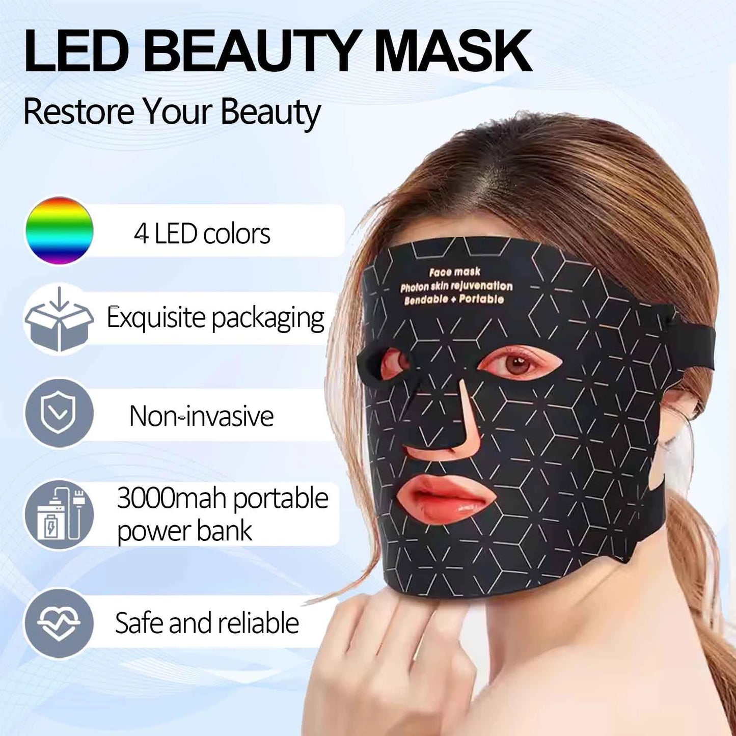 UBilli Red Light Therapy Face Mask With Four Modes Wrinkles