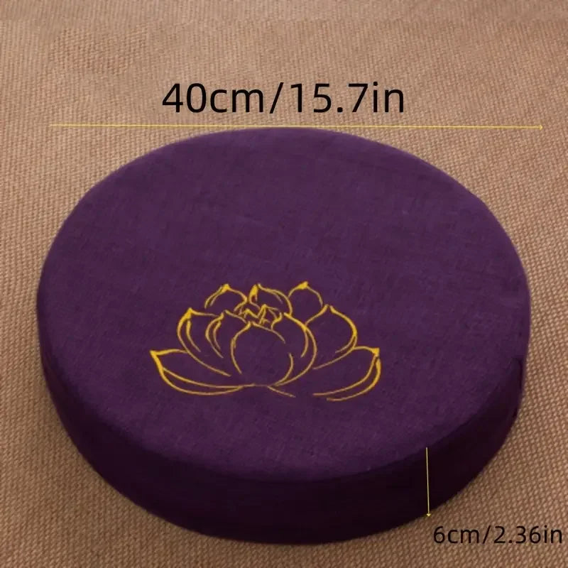 Meditation Linen Cushion Lotus Texture Backrest Pillow