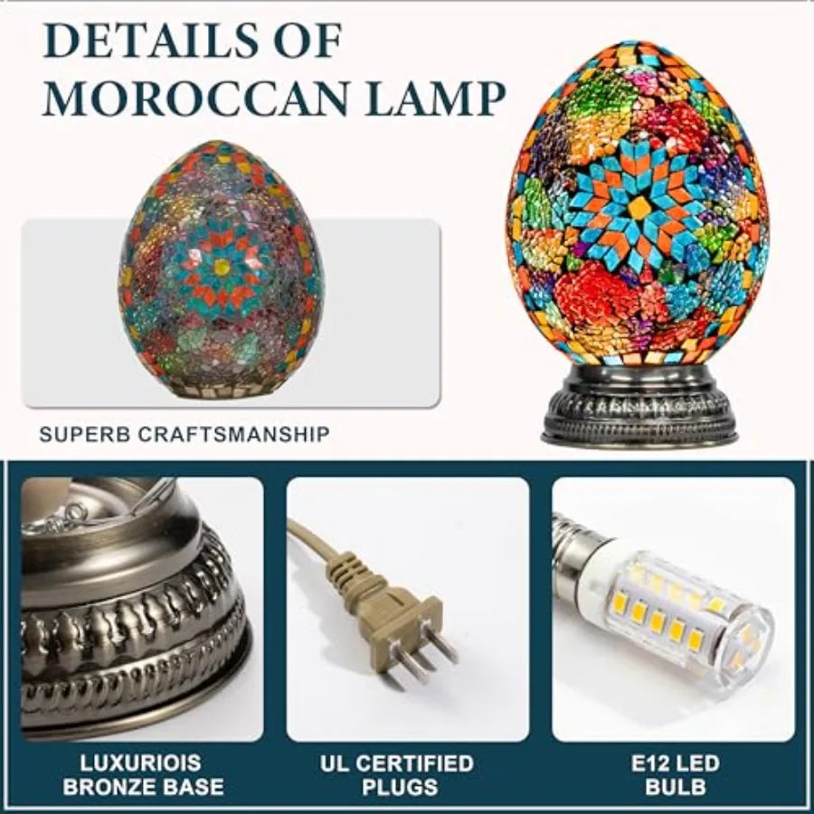 Turkish Moroccan Mosaic Glass Table Lamp Handmade Home Decor