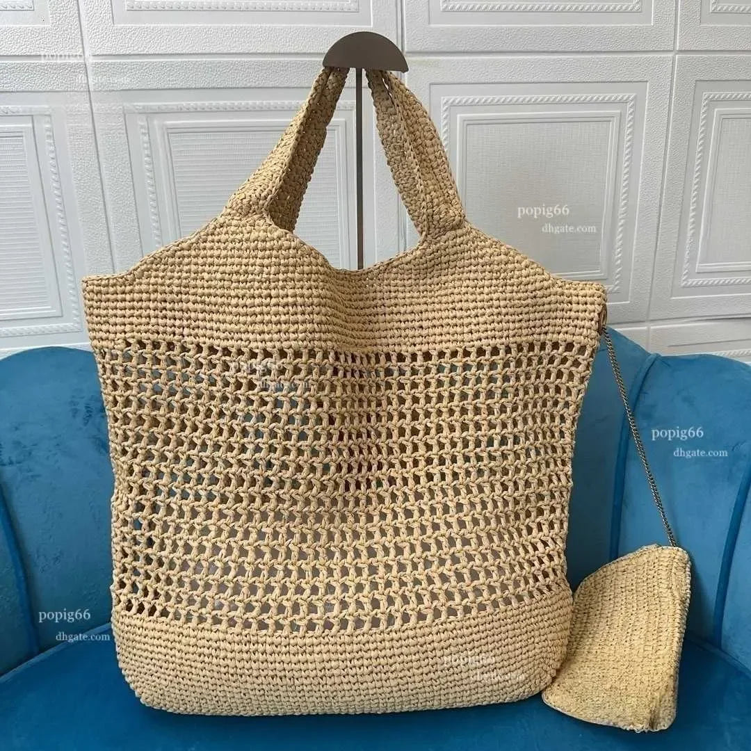 WKwk Icare Maxi Tote Evening Handbag Raffia Embroidered Straw