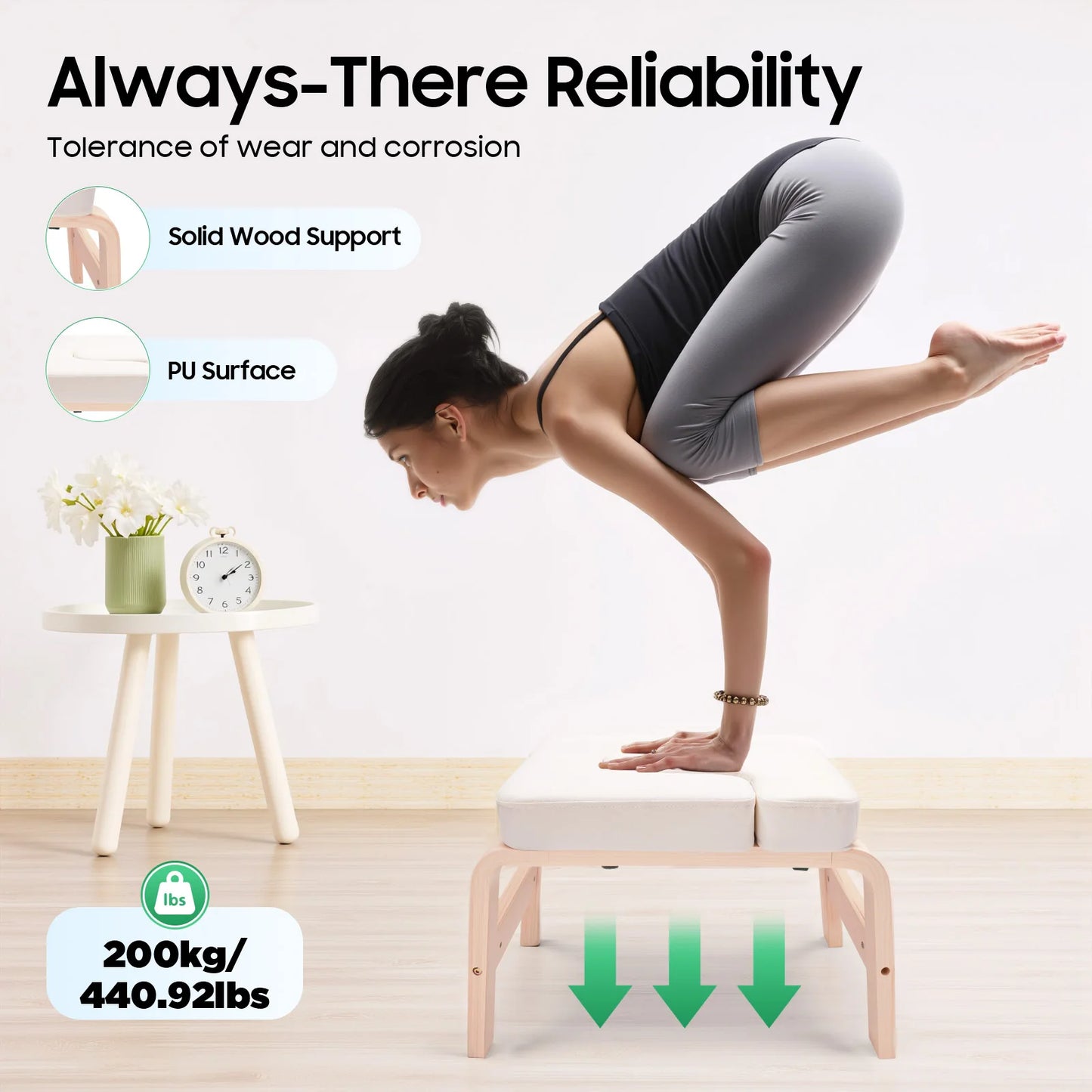 Wood Yoga Headstand Bench Inversion Chair Relief Fatigue
