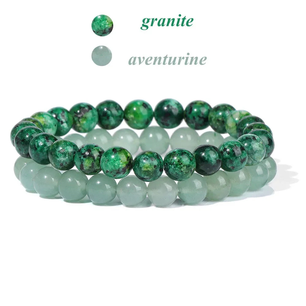 GolbalJew 2-Piece Natural Stone Bead Bracelet Set Unisex Fashion Gift