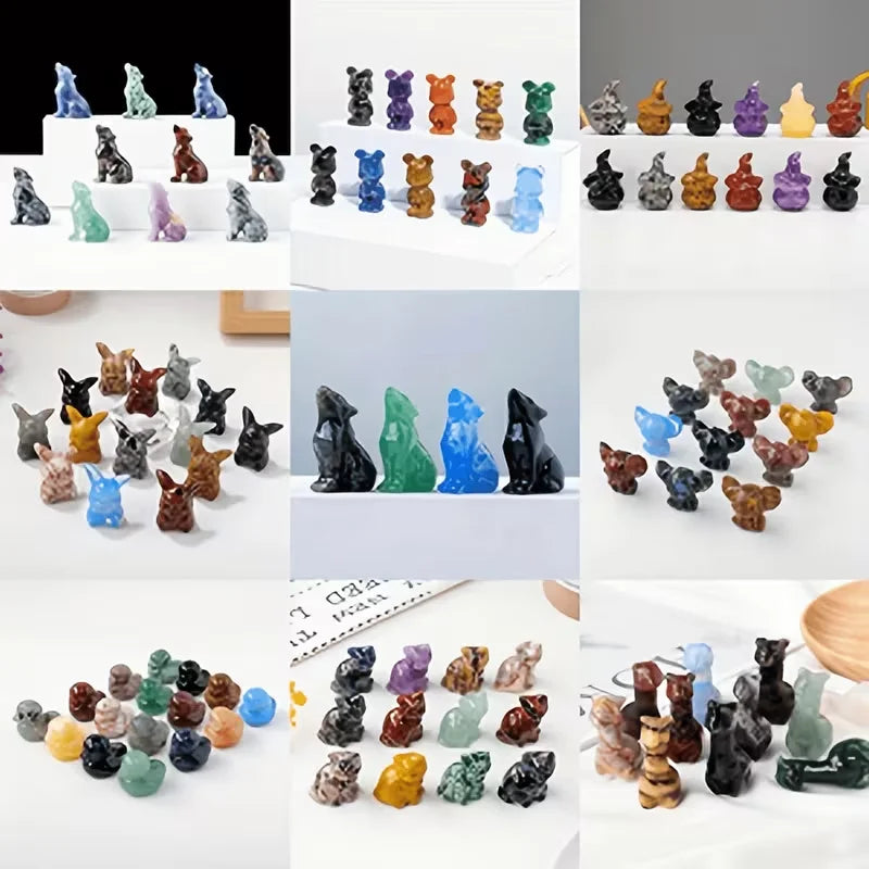 Natural Crystal Animal Carving Ornaments Original Mineral Decor