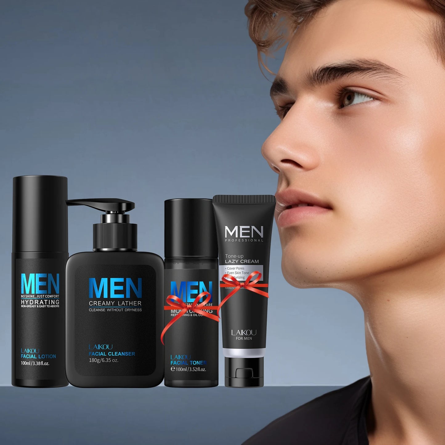 LAIKOU Men Skincare Set Four Piece Fast 3 Minute Routine