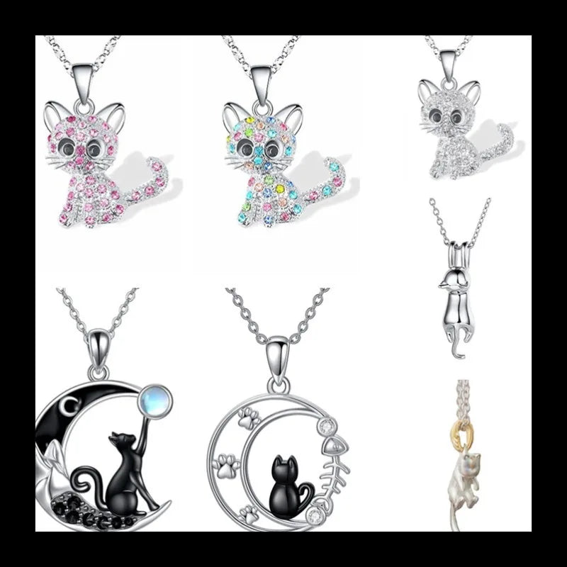 Cat Collarbone Chain Necklace With Zircon For Women